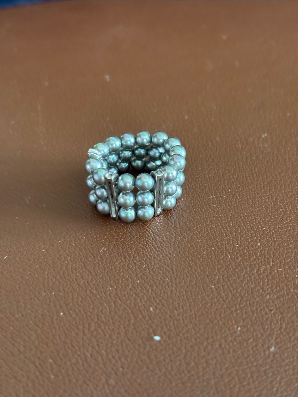 Silver-Tone Beaded Stretch Ring - Women's Fashion Jewelry